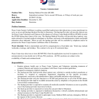 Peace Corps Eastern Caribbean - Backup Medical Provider (BUMP)